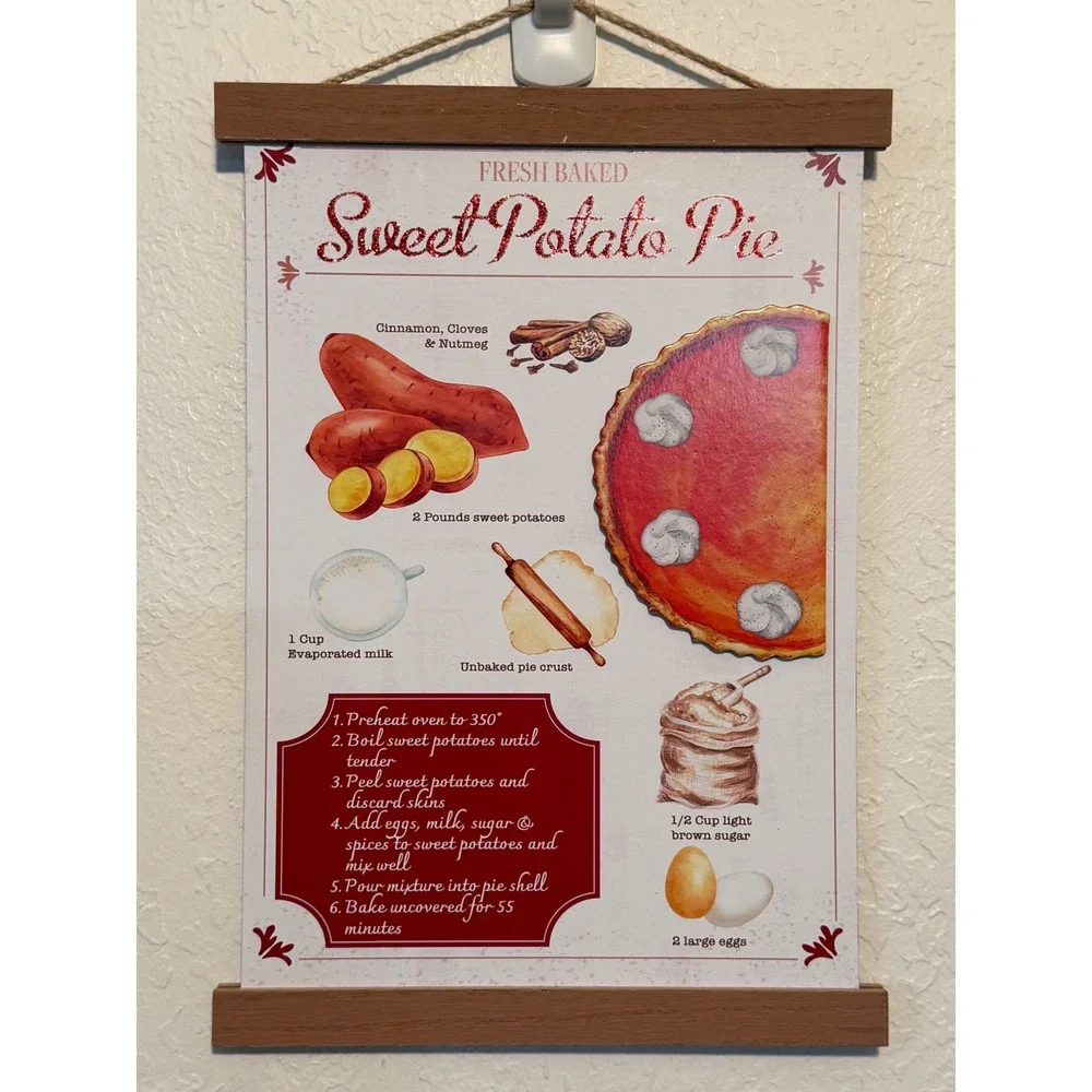 Greenbrier International Sweet Potato Pie Recipe Wall Decor Rustic Kitchen Art